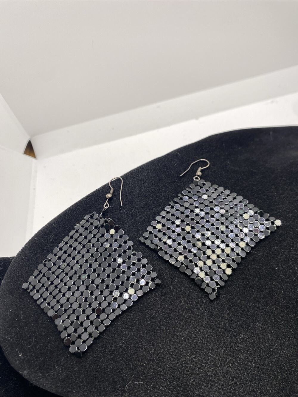 Womens Black Gothic Style Shiny Earrings